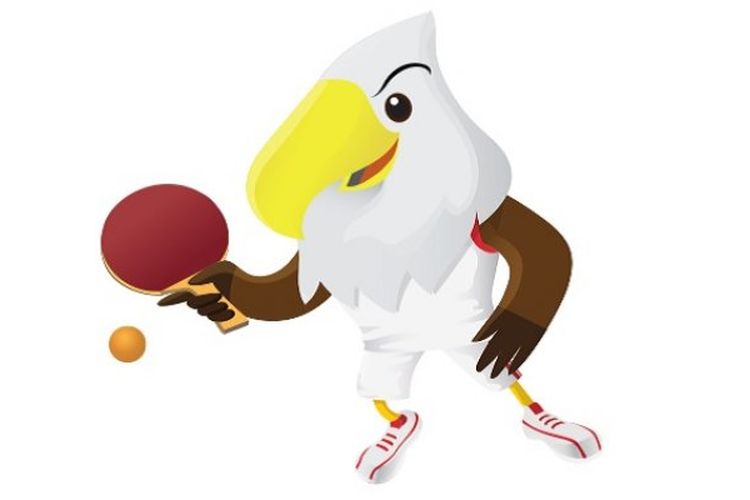 lustrasi maskot Asian Para Games 2018, Momo, untuk cabang olahraga tenis meja.