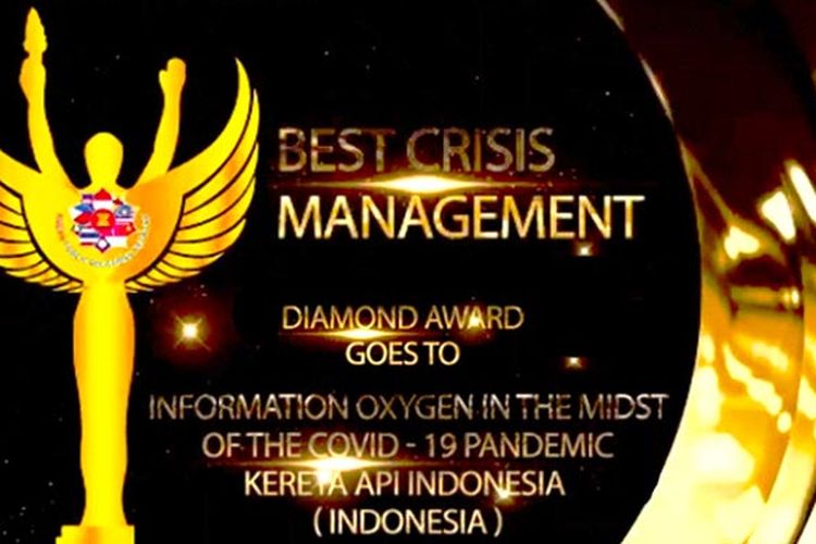  KAI menerima predikat Diamond pada kategori Best Crisis Management dalam ajang The 3rd Asean PR Excellence Awards 2021.