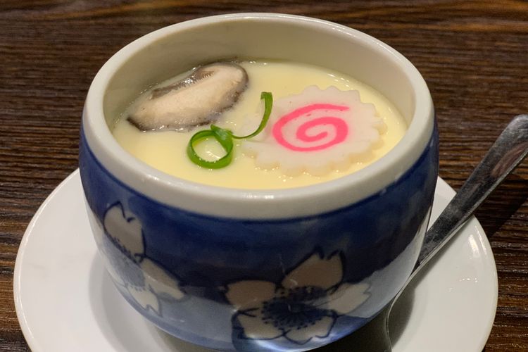 Ilustrasi chawan mushi, telur kukus khas Jepang. 