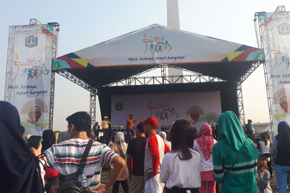 Festival Jakarta Sehat 2018 bertajuk Maju Kotanya, Sehat Warganya digelar di silang Monumen Nasional (Monas) sisi Timur dan Selatan, Minggu (9/9/2018) pagi.
