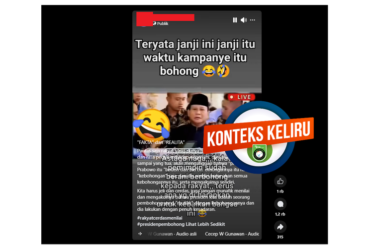 [VIDEO] Narasi Keliru Prabowo Mengakui Bohongi Rakyat, Cek Faktanya