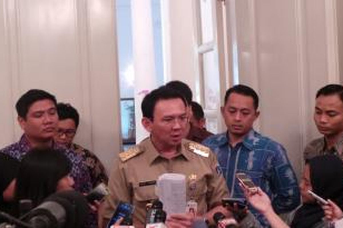 Gubernur DKI Jakarta Basuki Tjahaja Purnama, di Ballroom Balai Kota. 