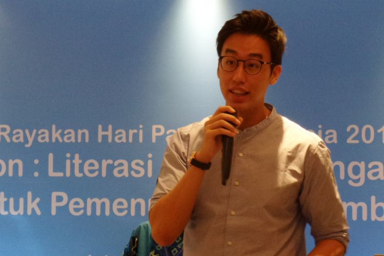Nutrisionis olahraga tersertifikasi Alvin Hartanto dalam acara diskusi di Gran Mahakam Hotel, Jakarta, Jumat (12/10/2018).