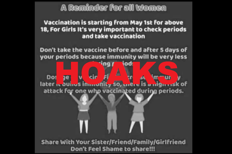 Tangkapan layar hoaks larangan vaksinasi bagi perempuan yang sedang haid