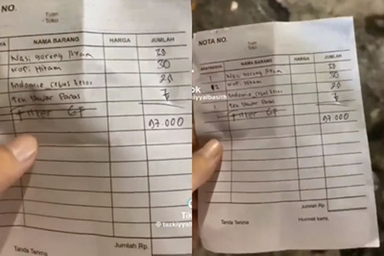 Tangkap layar foto harga makanan di Puncak Bogor.
