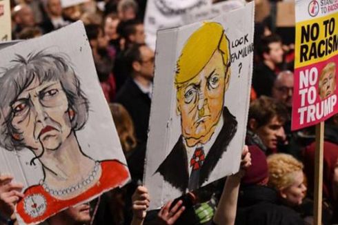 Aksi Protes Anti-Trump Meluas, Ribuan Warga London Turun ke Jalan