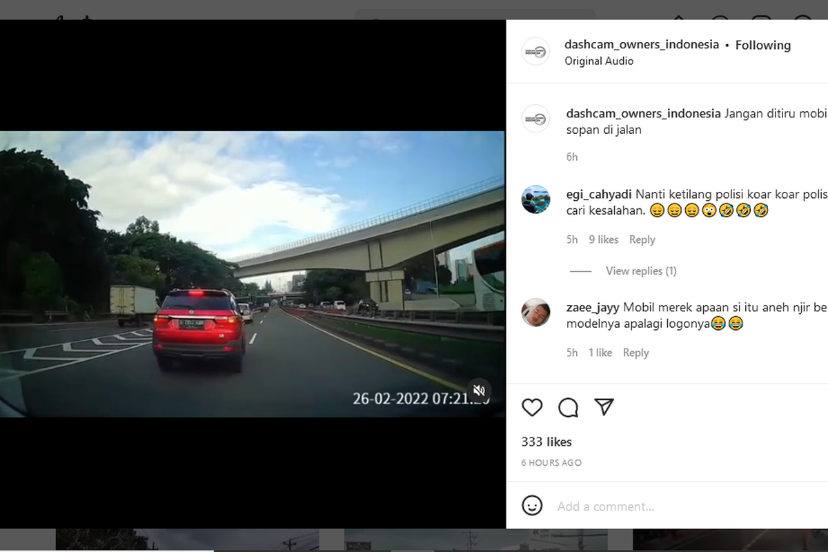 Manuver berbahaya pengguna jalan tol