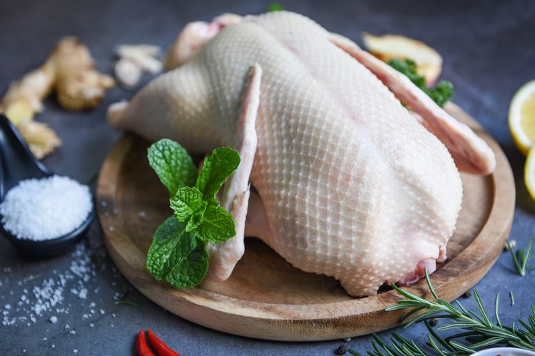 Ilustrasi daging bebek. Daging bebek berbeda dengan ayam dari segi tekstur dan durasi memasaknya.
