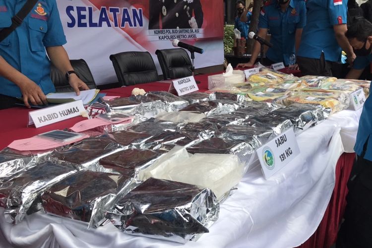 The 131 kilograms of crystal meth confiscated by police in Kebayoran Lama, South Jakarta