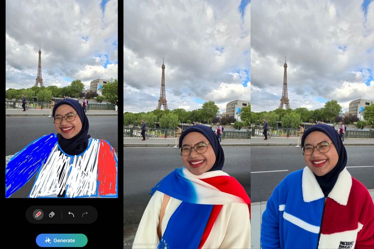 Dengan Sketch to Image, kami bisa menyulap outfit kami menjadi ala bendera Prancis.