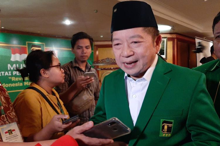 Plt Ketua Umum PPP Suharso Monoarfa di sela Musyawarah Kerja Nasional (Mukernas) PPP di Kota Serang, Banten, Jumat (19/7/2019).