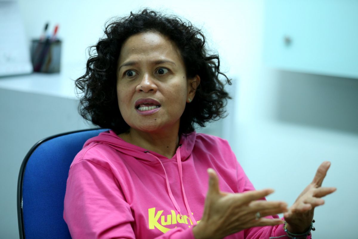 Mira Lesmana saat promosi film Kulari ke Pantai di Kantor Redaksi Kompas.com, Jakarta, Rabu (6/6/2018). Film anak garapan surtadara Riri Riza ini akan segera diputar di bioskop.