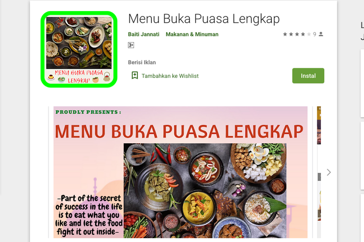 Aplikasi Menu Buka Puasa di Android.