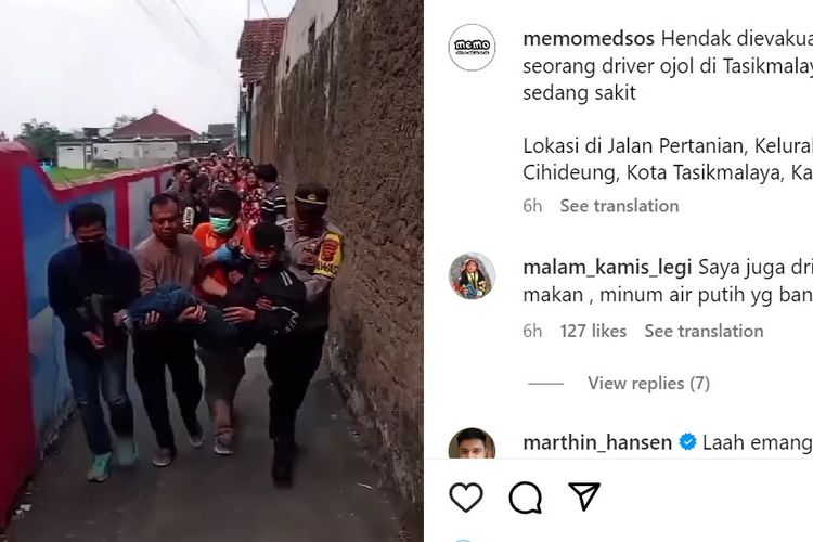 Pengemudi ojek online di Kelurahan Cilembang, Kecamatan Cihideung, Kota Tasikmalaya, Jawa Barat, tiba-tiba bangun saat hendak dimasukkan ke dalam kantong jenazah, Kamis (18/7/2024). Driver ojol tersebut awalnya diduga meninggal.