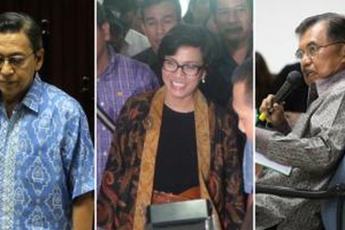 Boediono, Sri Mulyani, dan Jusuf Kalla (kiri-kanan).