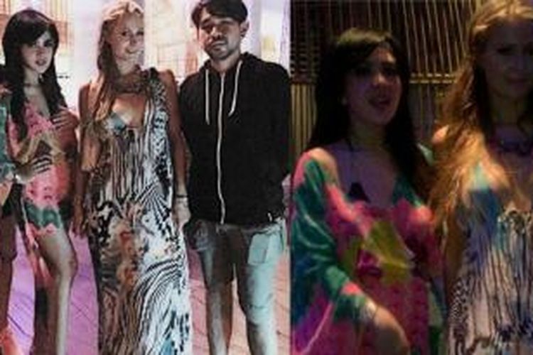 Syahrini berpose bersama Paris Hilton di Bali