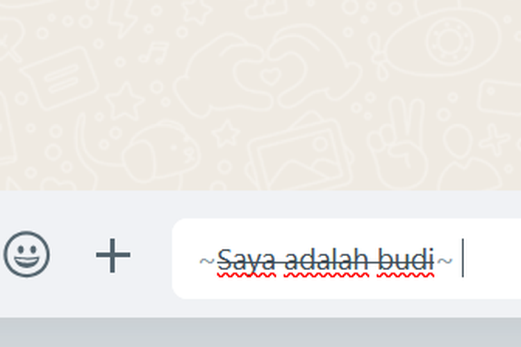 Ilustrasi cara membuat tulisan coret di WhatsApp.