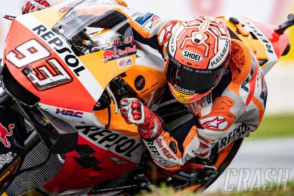 Marc Marquez tes rem belakang ala skutik pada motornya