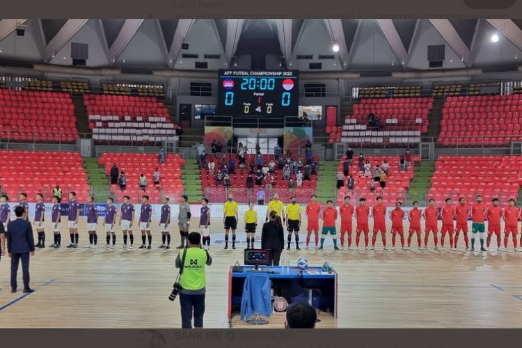 Laga Indonesia vs Kamboja dalam Grup A Piala AFF Futsal 2022 di Hua Mark Indoor Stadium, Rabu (6/4/2022) sore WIB.