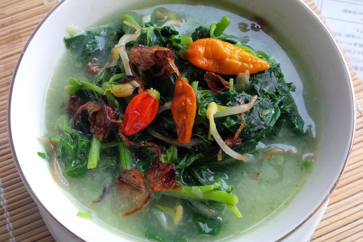Ilustrasi sayur bobor bayam. 