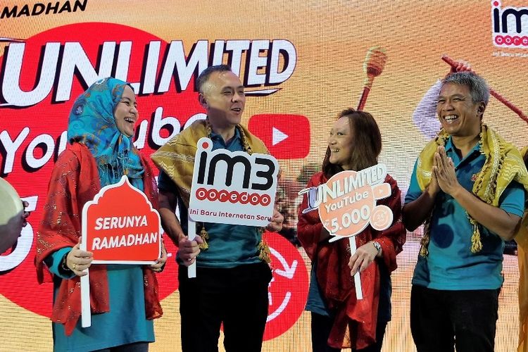 Peluncuran Paket Unlimited YouTube, Chat, Sosmed Indosat Ooredoo, Rabu (18/4/2018), untuk menyambut Ramadan.