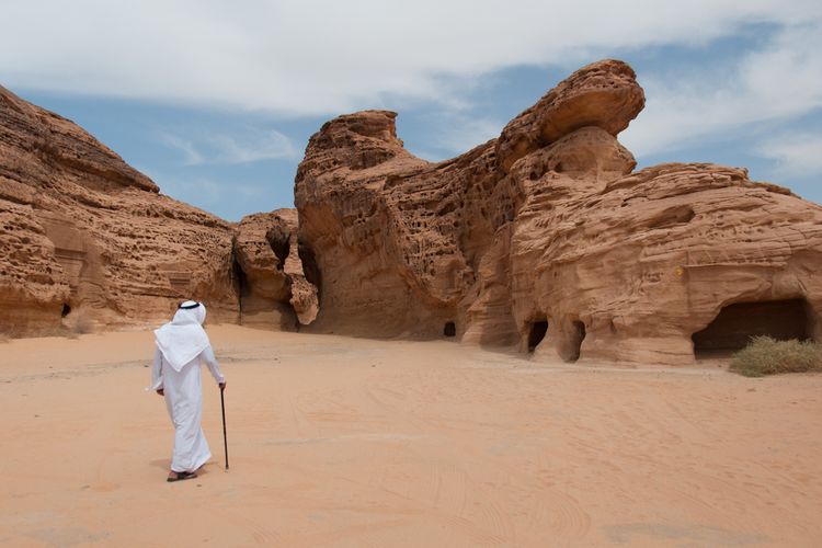 Situs arkeologi Madain Saleh di Arab Saudi. 