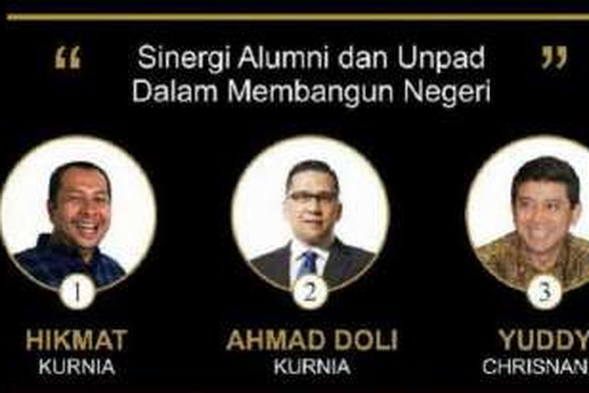 Pemilihan ketua IKA Unpad 2016. Sebelumnya, Hikmat Kurnia, Ahmad Doli, dan Yuddy Chrisnandi Berebut Suara Ribuan Alumni Unpad. 