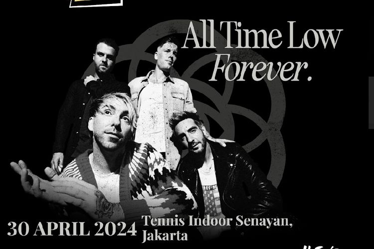 Poster All Time Low akan manggung di Tennis Indoor Senayan pada 30 April 2024. 