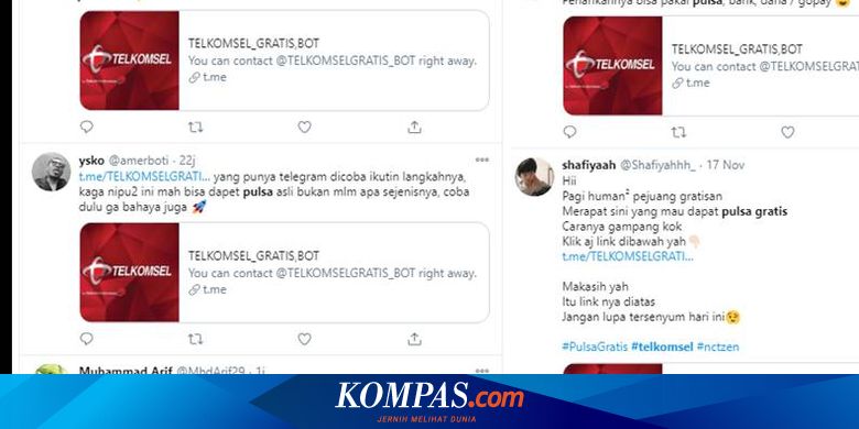 [HOAKS] Pulsa Gratis Telkomsel dengan Klik Tautan Telegram
