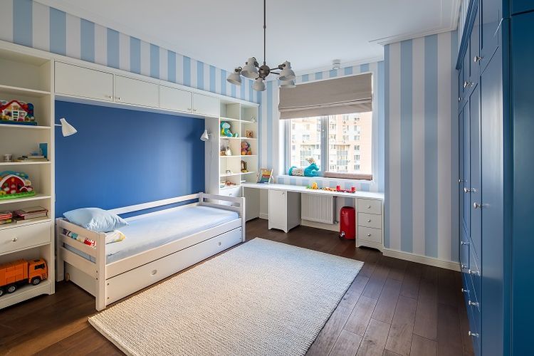 Ilustrasi kamar tidur anak, ilustrasi karpet di kamar tidur anak. 