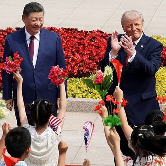 Presiden China Xi Jinping menyambut kehadiran Presiden Amerika Serikat (AS) Donald Trump di Beijing pada Kamis (14/5/2026).