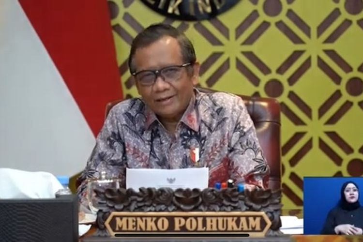 Menkopolhukam Mahfud MD dalam seminar bertajuk Memperkuat Komitmen Negara Mewujudkan Perlindungan pada Pembela HAM yang diadakan Kemitraan Indonesia, Kamis (27/1/2022). 