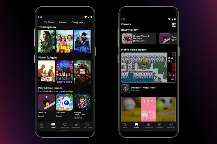 Pengguna bisa mengakses lima judul game di tab Games di dalam aplikasi Netflix yang ada di ponsel.