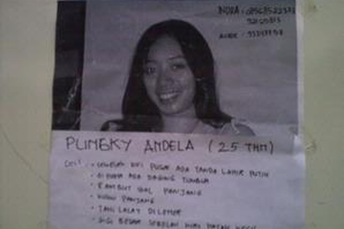 Foto dan ciri-ciri Pungky Andela (25) yang ditempel Indra (25) di Rumah Sakit Fatmawati, Jakarta Selatan, Minggu (29/3).
