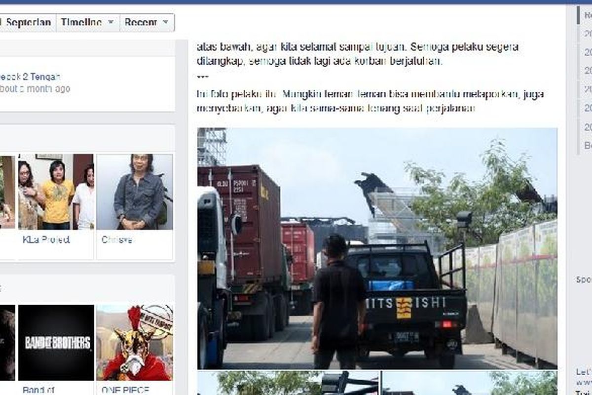 Postingan Diki Septerian tentang peristiwa pencurian dengan kekerasan di kawasan Jalan Raya Cilincing, Jakarta Utara. 