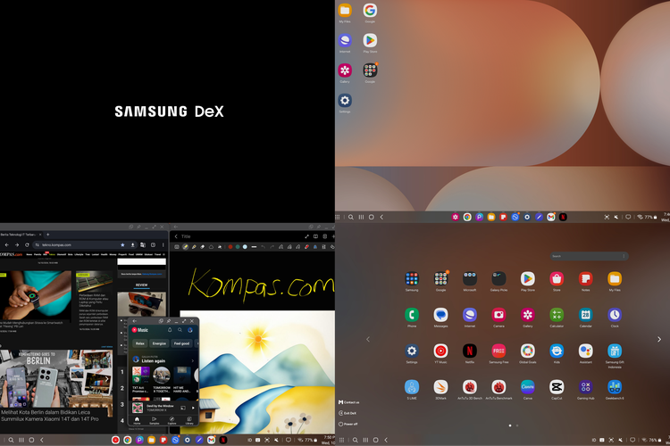 Tampilan fitur Samsung DeX di Samsung Galaxy Tab S10 Ultra. Fitur ini bisa menyulap tampilan tablet menjadi ala desktop.