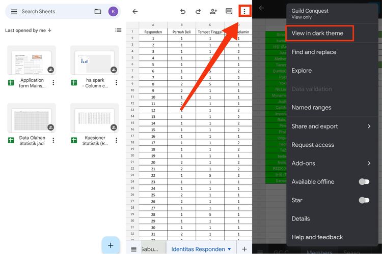 Cara mengaktifkan mode gelap pada dokumen tertentu di Google Docs, Sheets, dan Slides.