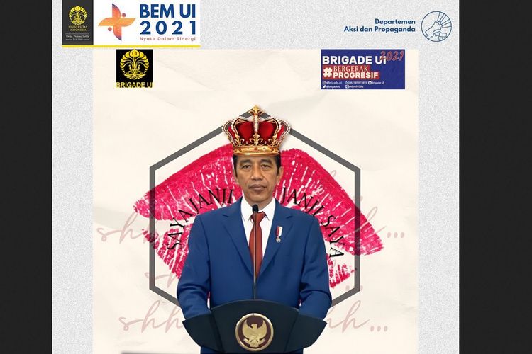 Konten yang diunggah BEM UI di media sosialnya, yaitu Jokowi: The King of Lip Service yang menuai polemik.