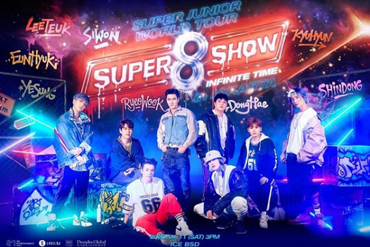 Poster tur konser Super Show 8 boyband Kpop Super Junior.