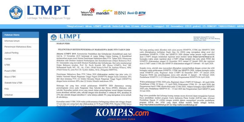 Informasi Penting Terbaru Dari Ltmpt Hari Ini Terkait Snmptn 2020