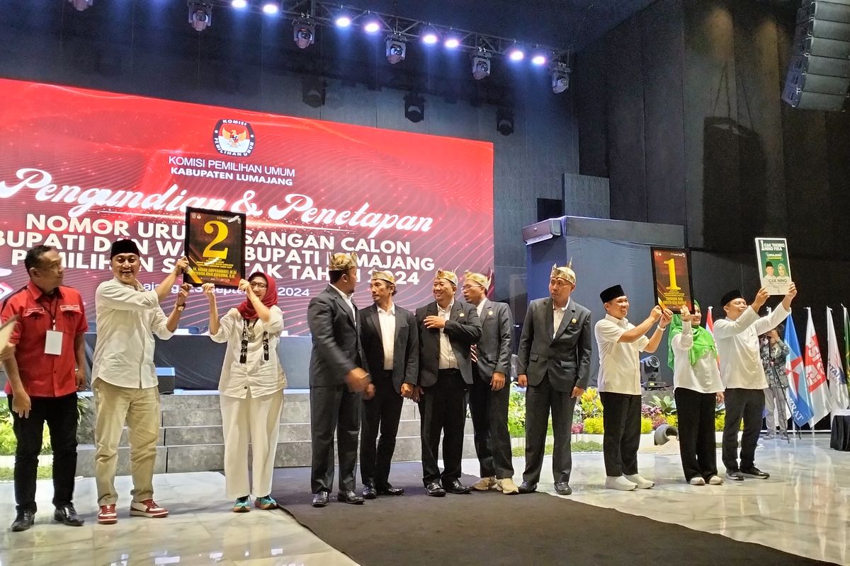Pengambilan nomor urut pasangan calon bupati dan wakil bupati Lumajang periode 2024-2029, Senin (23/9/2024)