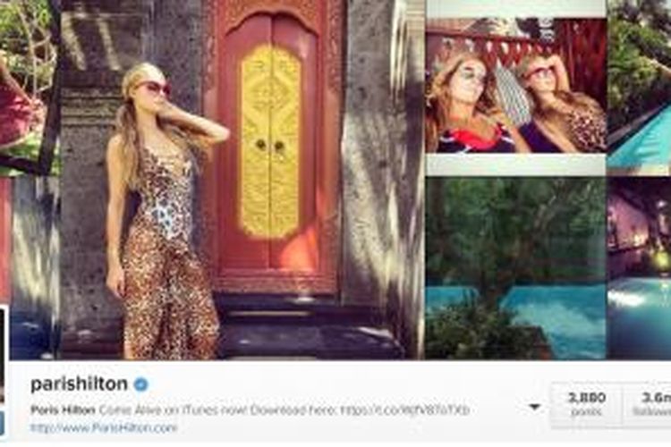 Foto-foto Paris Hilton selama di Bali dipublikasikan di Instagram.