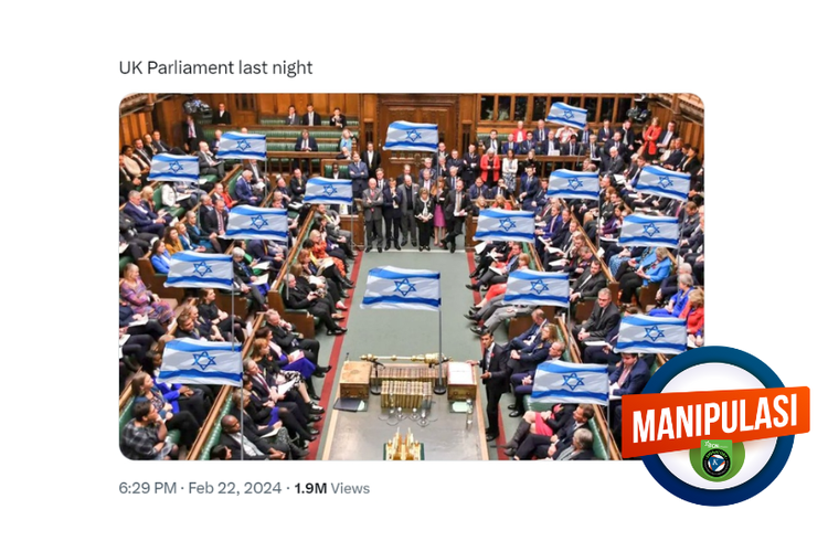 Hoaks, bendera Israel berkibar di dalam Gedung Parlemen Inggris