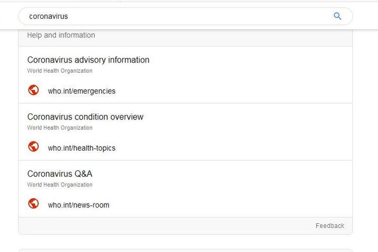 Pencarian Informasi di Google soal Corona virus