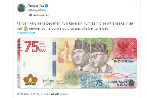 Dicap Uang Langka, Masih Bisakah Pecahan Rp 75.000 untuk Transaksi?