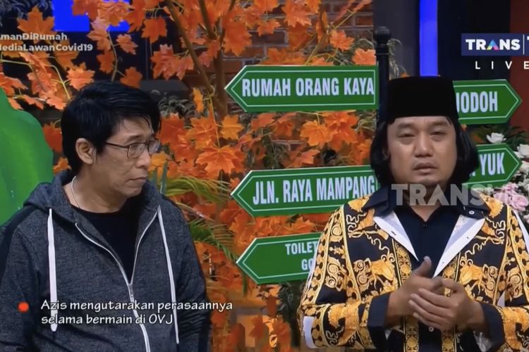 Azis Gagap sampaikan ucapan pamit dari Opera Van Java. (Bidikan layar dadi akun YouTube Trans7 Official). 