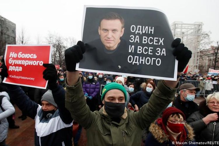 Aksi protes pro-Navalny di Moskwa, Rusia, Sabtu, 23 Januari 2021