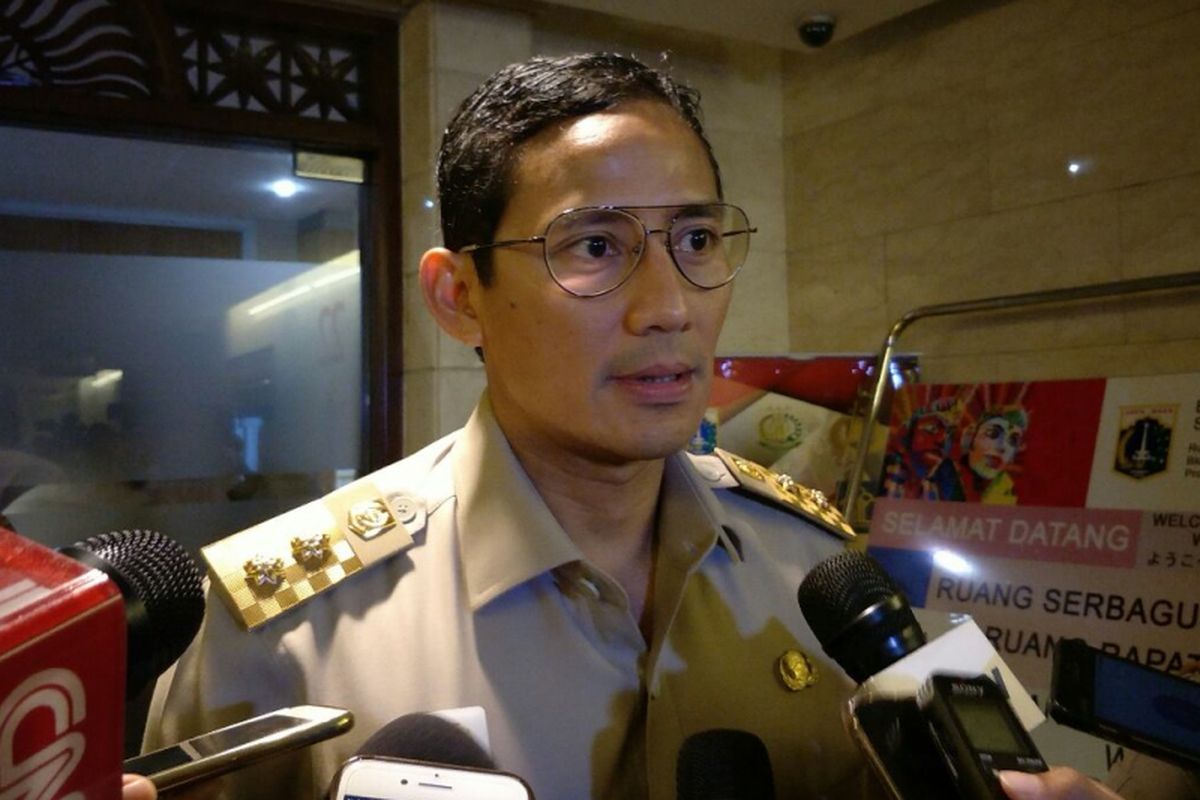 Wakil Gubernur DKI Jakarta Sandiaga Uno di Balai Kota DKI Jakarta, Jalan Medan Merdeka Selatan, Senin (23/4/2018). 