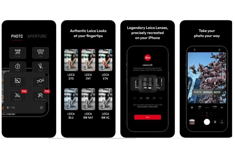 Tampilan aplikasi kamera Leica Lux