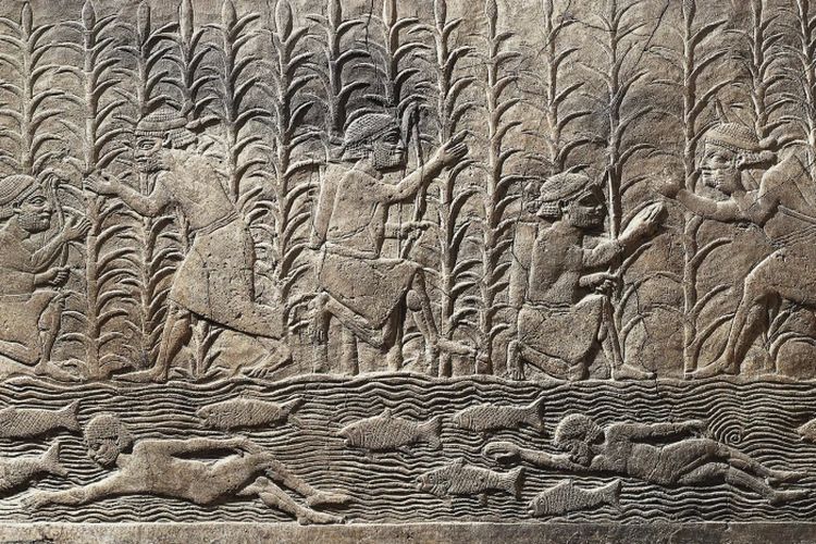 Relief Mesopotamia menunjukkan pentingnya pertanian sungai.